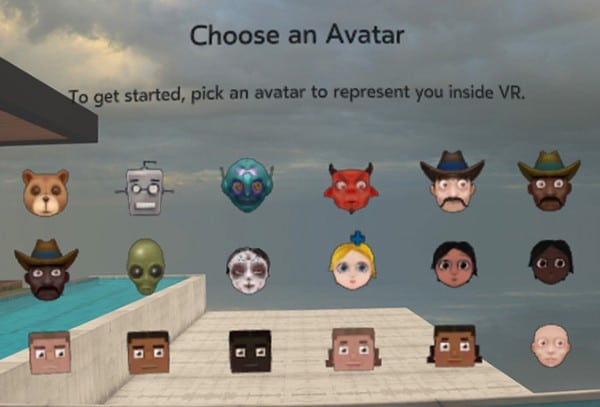 Listes des avatars dans l'Oculus Social Alpha