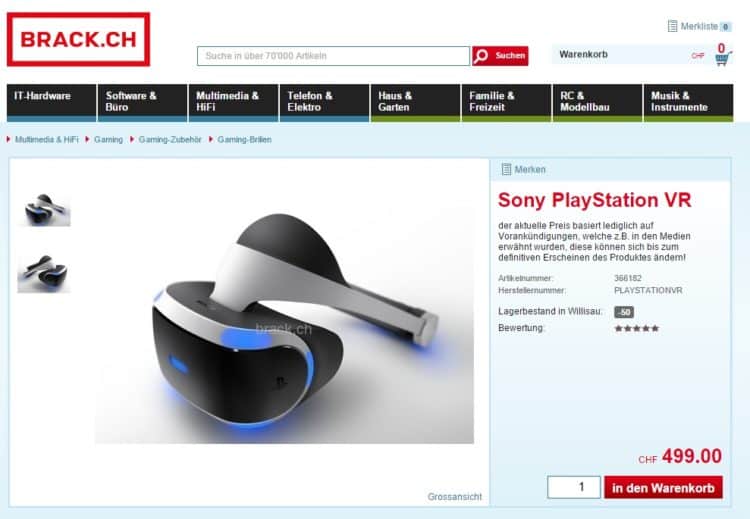 prix playstation vr