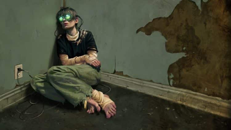 Dessin représentant l'addiction à la réalité virtuelle
