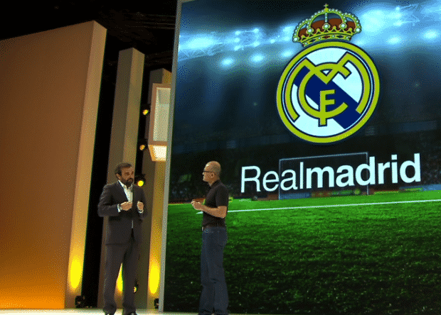 Photo partenariat Real Madrid Microsoft similaire à celui avec le PGA Tour