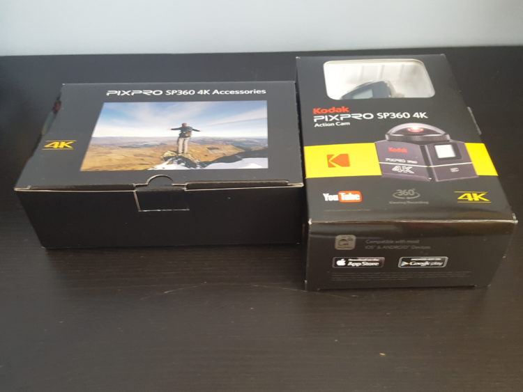 Kodak Pixpro SP360 4K Unboxing camera et accessoires