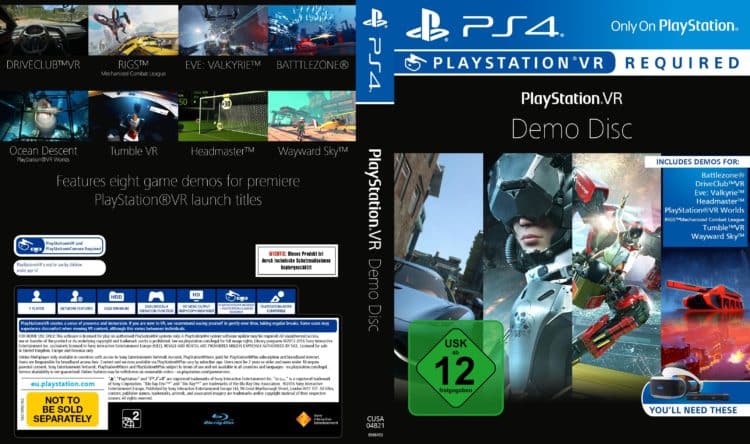 Démos PS VR PlayStation VR Disque jeux jaquette