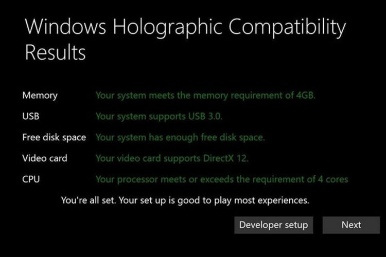 Configuration minimale PC Microsoft réalité virtuelle