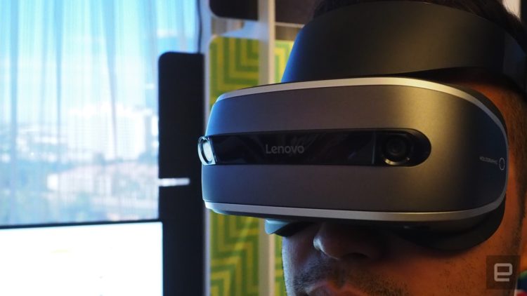 Lenovo casque prototype CES HoloLens Microsoft Windows Holographic plateforme présentation VR AR MR mixte réalité augmentée intégration lentilles