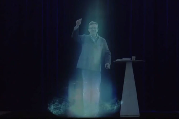 Hologramme Mélenchon meeting Paris Aubervilliers Lyon 