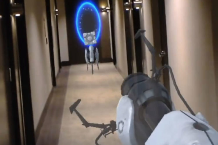 Portal RA Réalité augmentée démonstration jeu Hololens