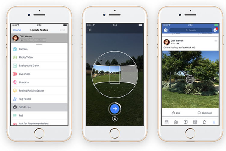 Facebook photo 360 degrés application smartphones