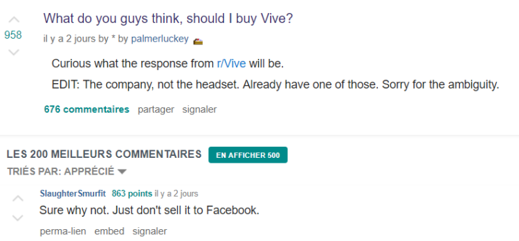 Palmer Luckey rachat Vive HTC