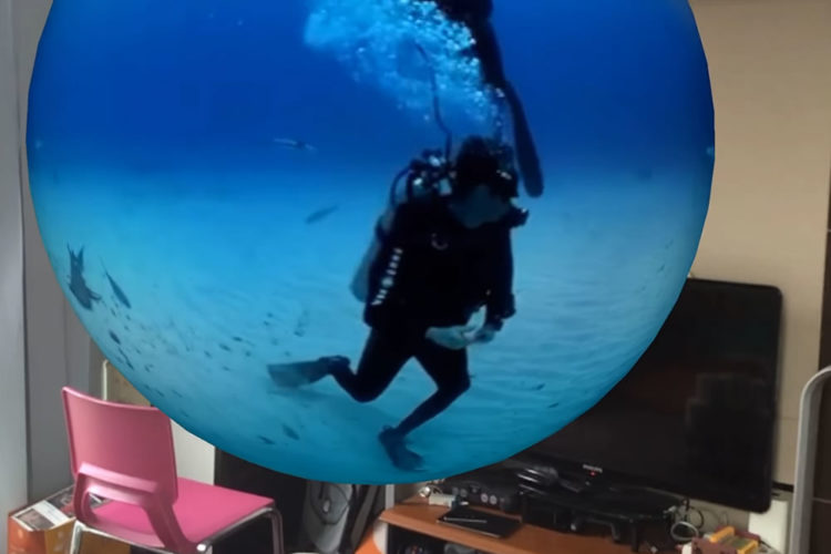 Vidéo 360 degrés application AR réalité augmentée orbe flottant