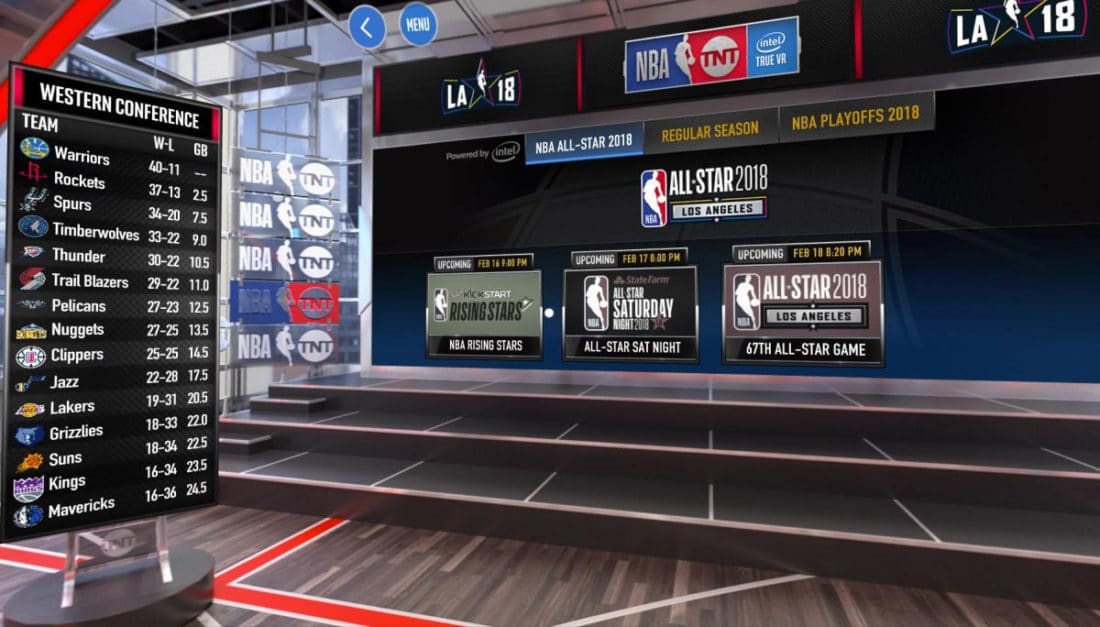 nba vr intel tnt téalité virtuelle samsung gear VR google daydream