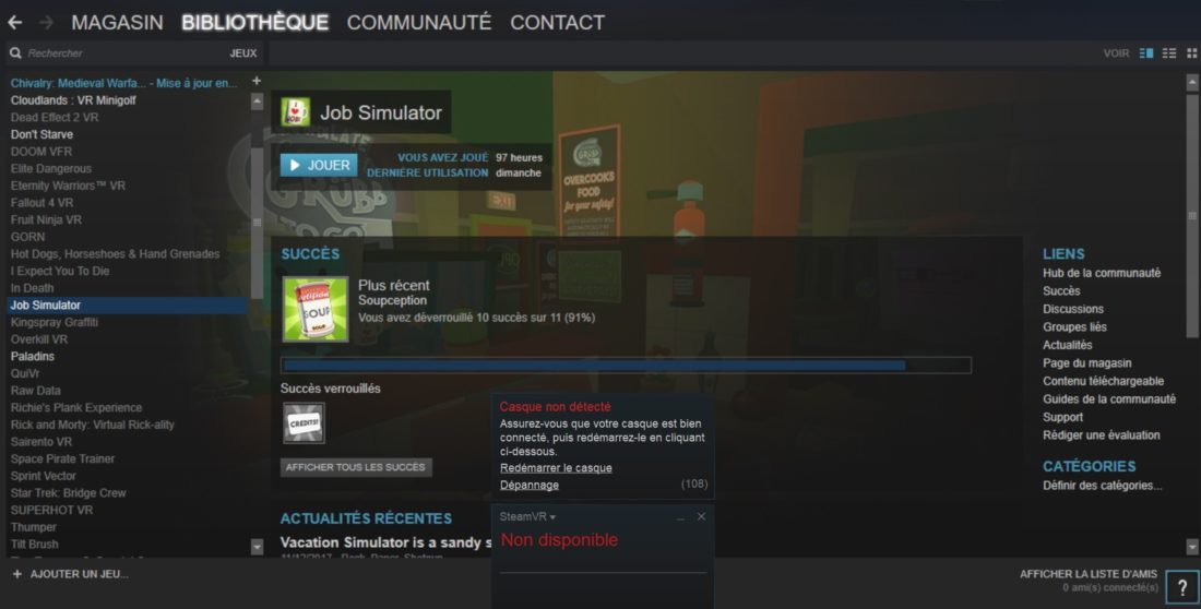 steam vr erreur 108