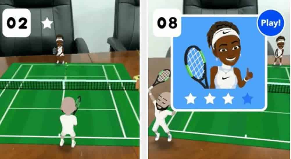 Tennis en réalité augmentée Snapchat Serena Williams