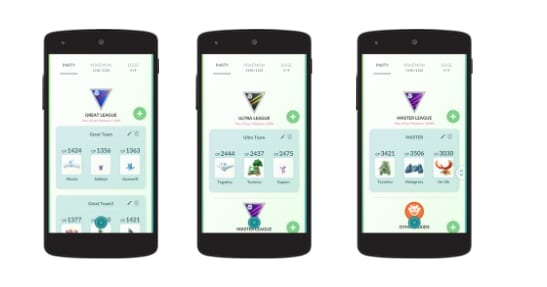 trois ligues de combat pour le nouveau mode de jeu pokémon go