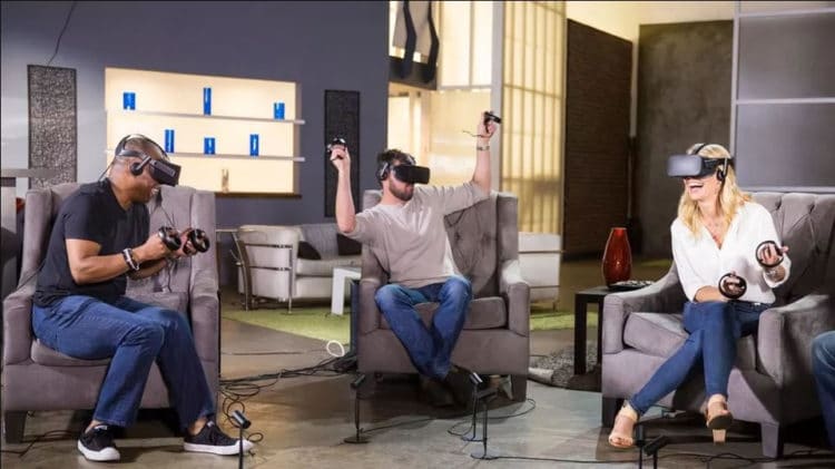 Réalité virtuelle en famille entre amis noël