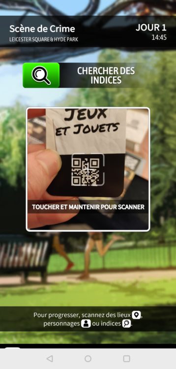 Scanner les cartes pour évoluer dans l'histoire