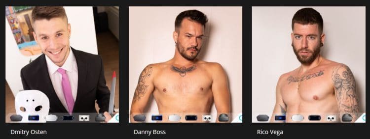 Virtual Real Gay, capture d'écran du site porno vr, page models