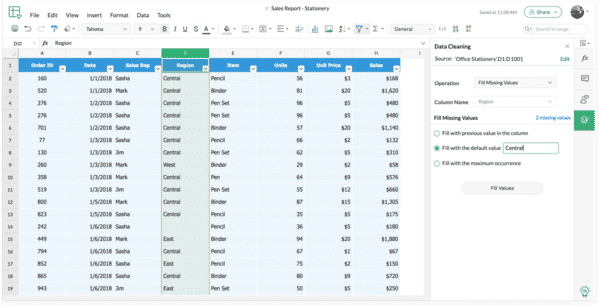 Zoho sheet