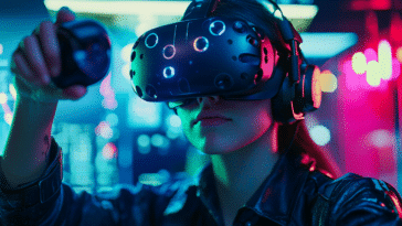 Une jeune gamer utilisant un HTC Vive Pro 2