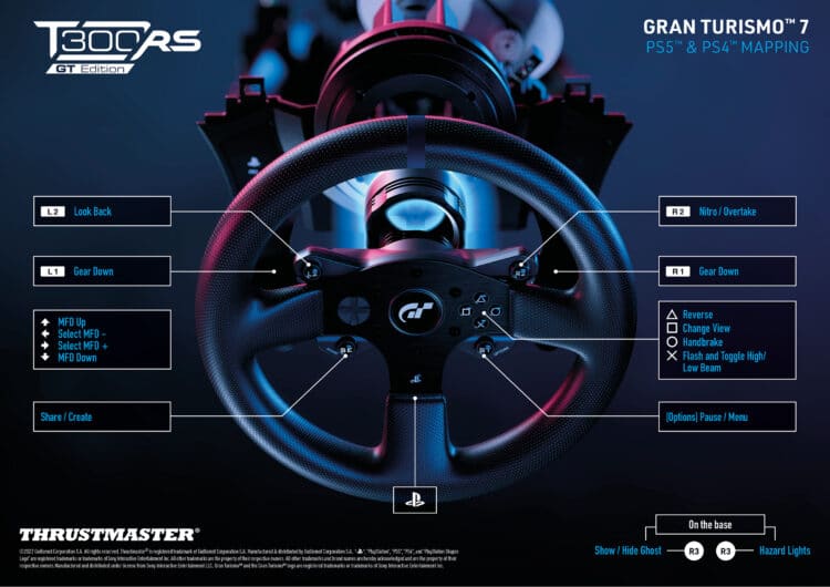 Thrustmaster T300 RS GT, volant racing, retour de force, Gran Turismo, promotion, réduction, PS5, PS4, PC, expérience de conduite immersive.