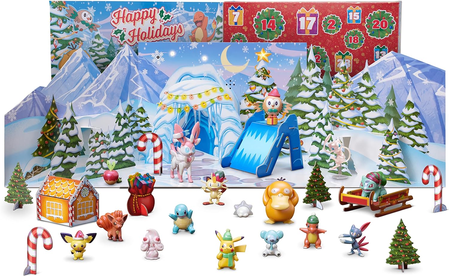 Pokémon Calendrier de l'Avent 2021 pour enfants, 24 cadeaux - 16 figurines  de personnages et 8 accessoires de Noël - À partir de 4 ans : :  Livres