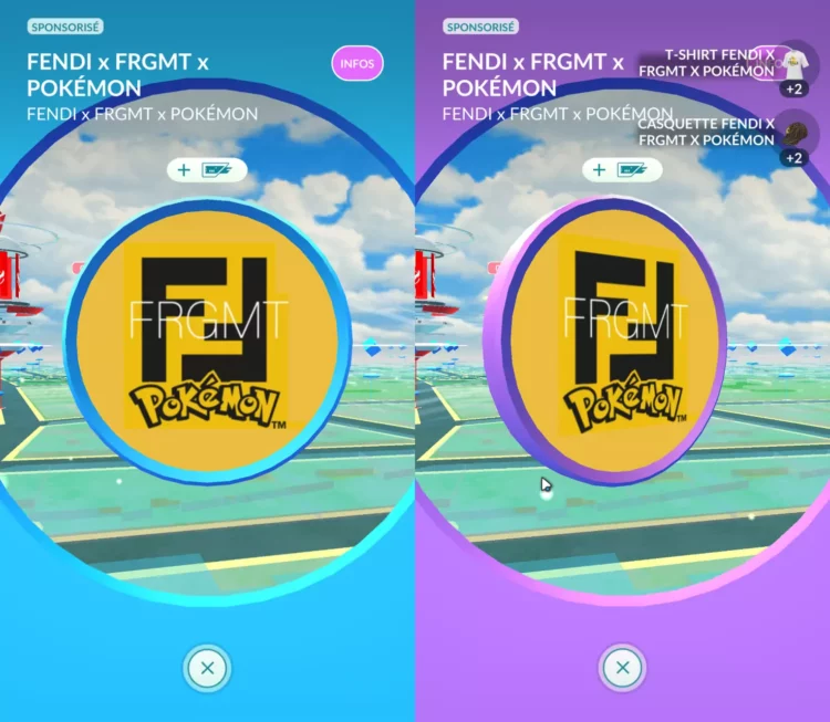 Pokémon GO Fendi Fragment Objets avatar mode Pokémon Collection FENDI x FRGMT x POKÉMON