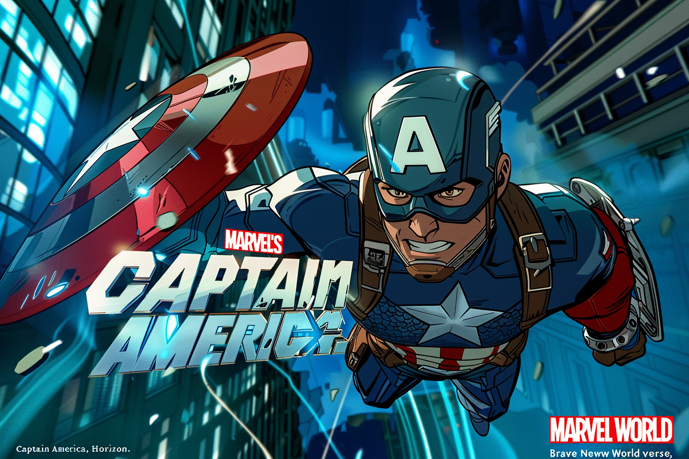Captain America en action avec son bouclier