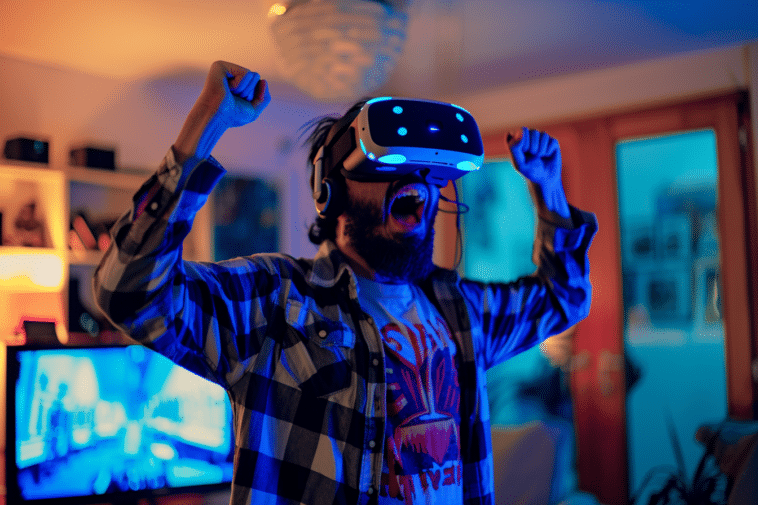 Gameur jouant à la VR