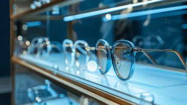 Puck de calcul à l’origine des lunettes Orion de Meta exposé dans cette vitrine