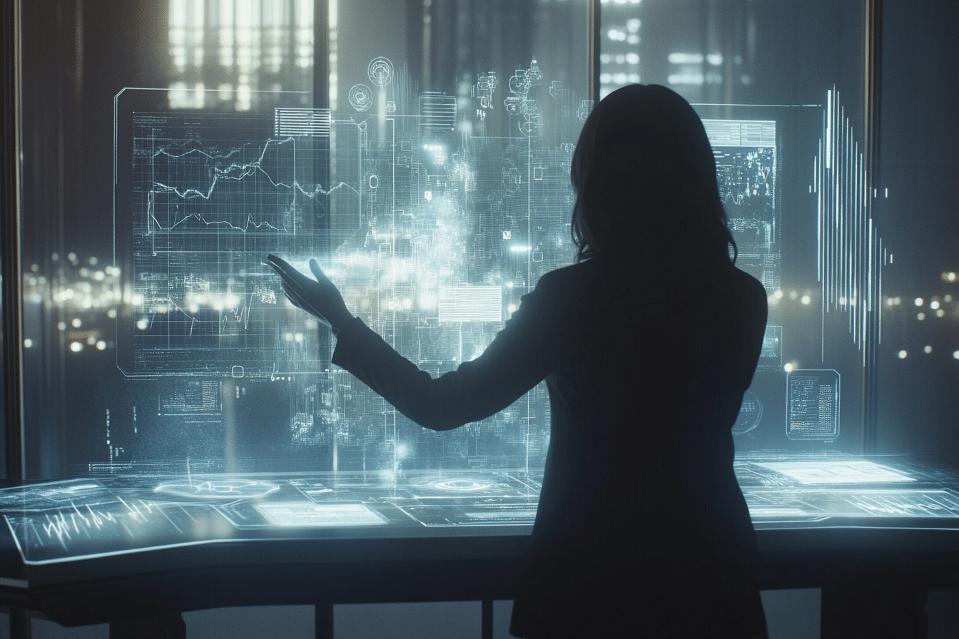 Interfaces holographiques professionnelle devant un hologramme