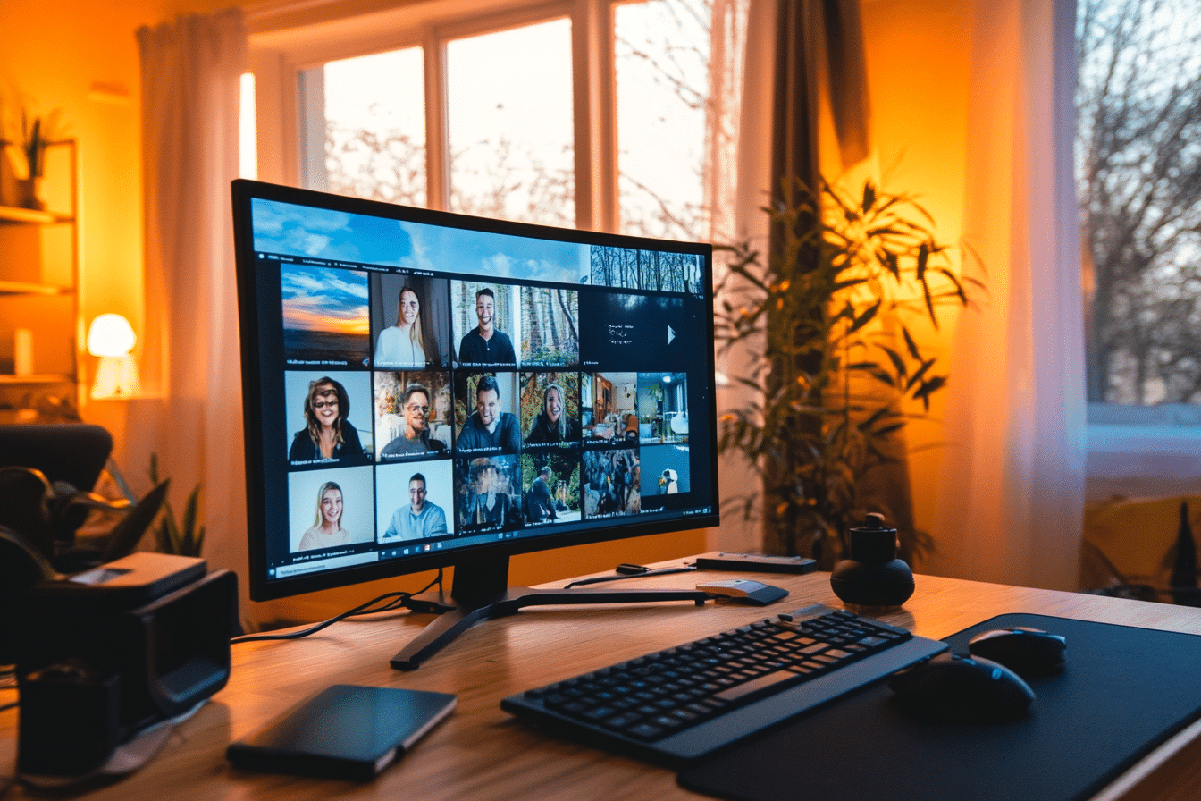 Collaboration virtuelle espace de travail partagé sur écran PC
