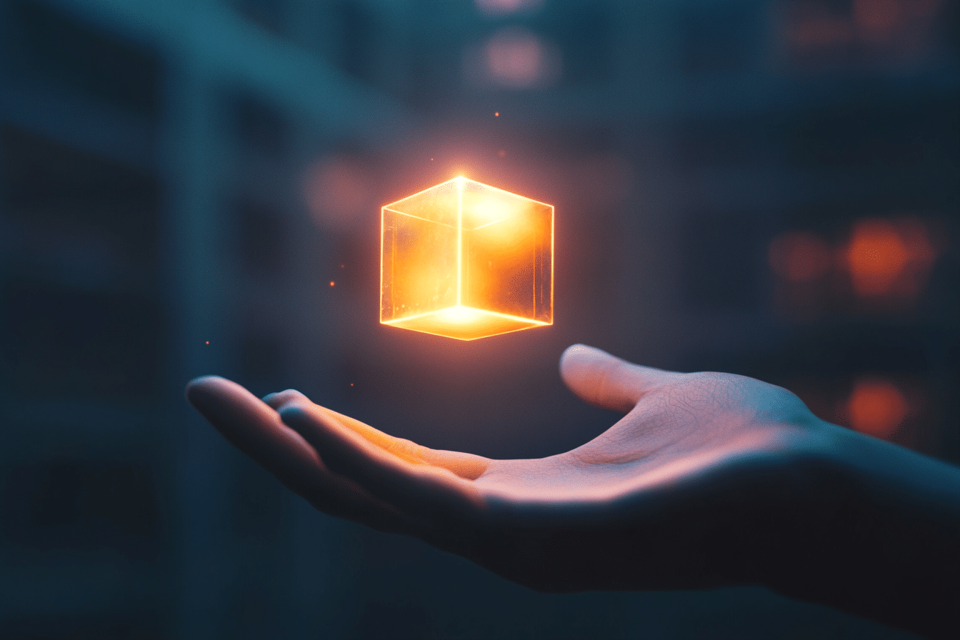 Interfaces holographiques hologramme flottant au-dessus d'une main