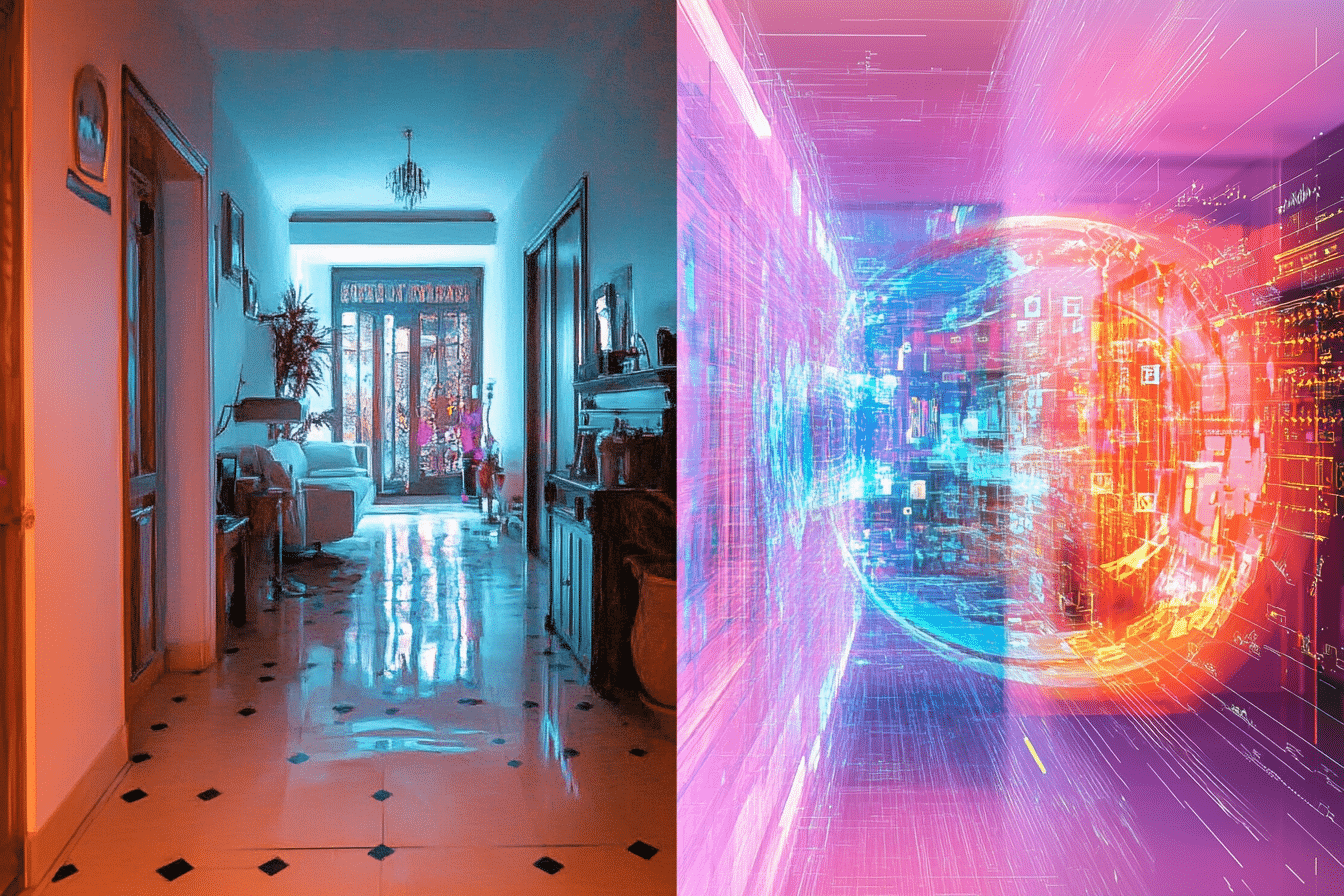 Passthrough image d'une pièce réelle avec virtuelle