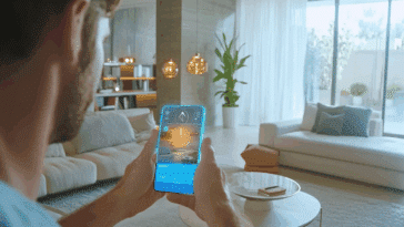 API Depth ARCore personne utilisant smartphone AR