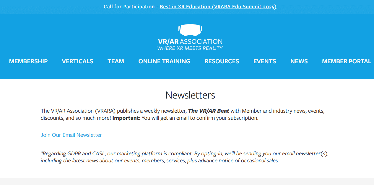 Meilleures newsletter VR - The VR-AR association