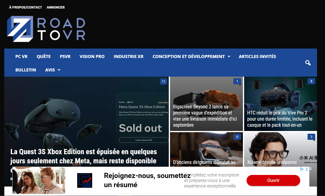 Meilleurs sites d'actualité  VR - Road to VR