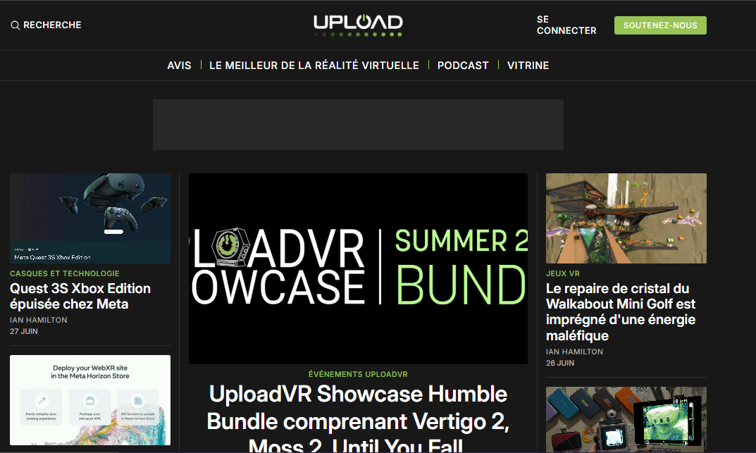 Meilleurs sites d'actualité  VR - UploadVR