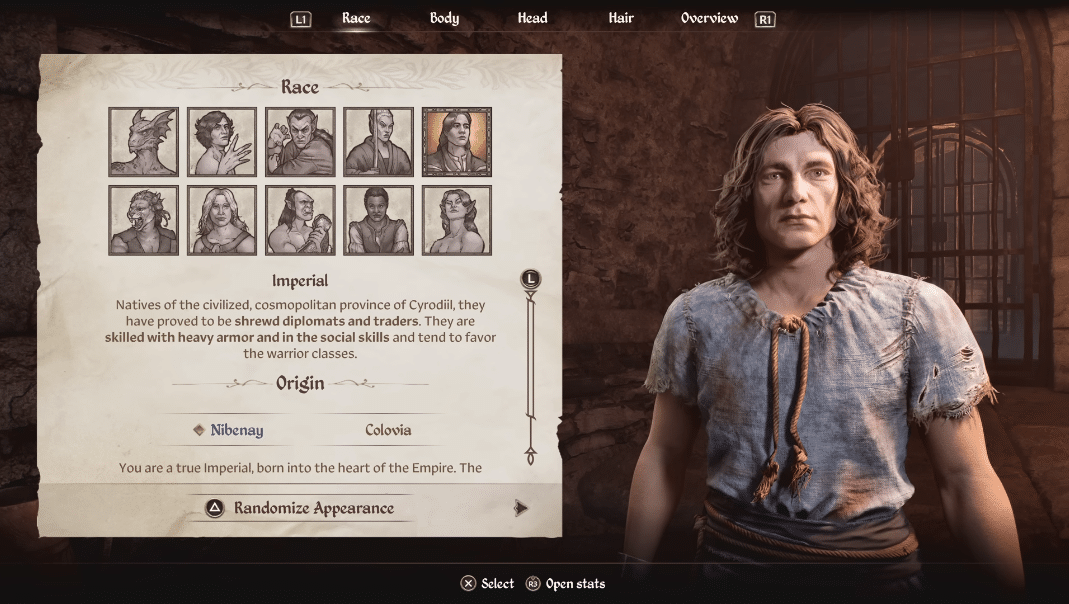 Oblivion ou Skyrim personnae dans Oblivion
