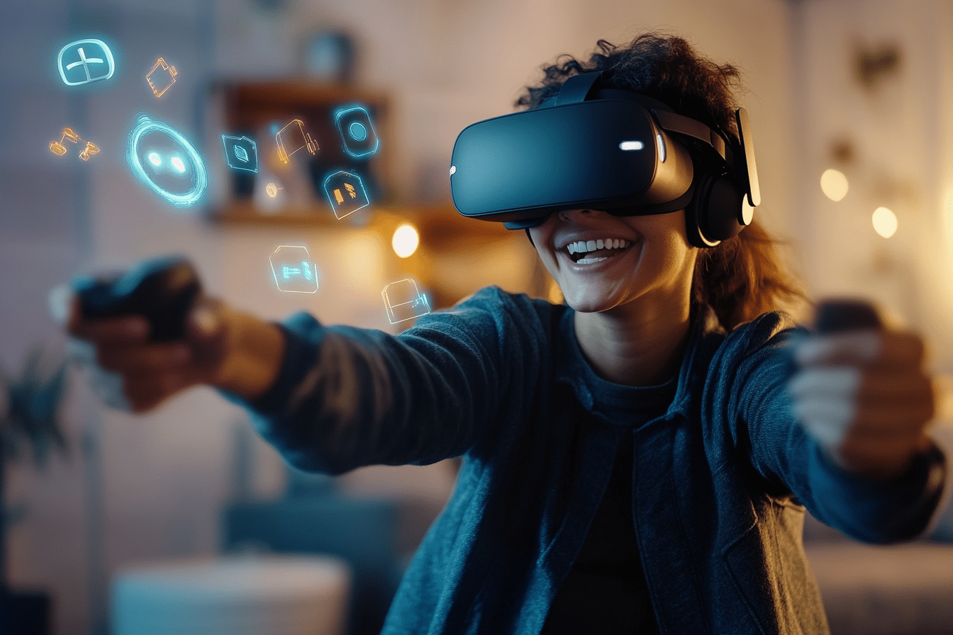 Meta Quest 2 femme avec un casque VR