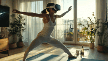 Fitness VR femme exerçant chez elle