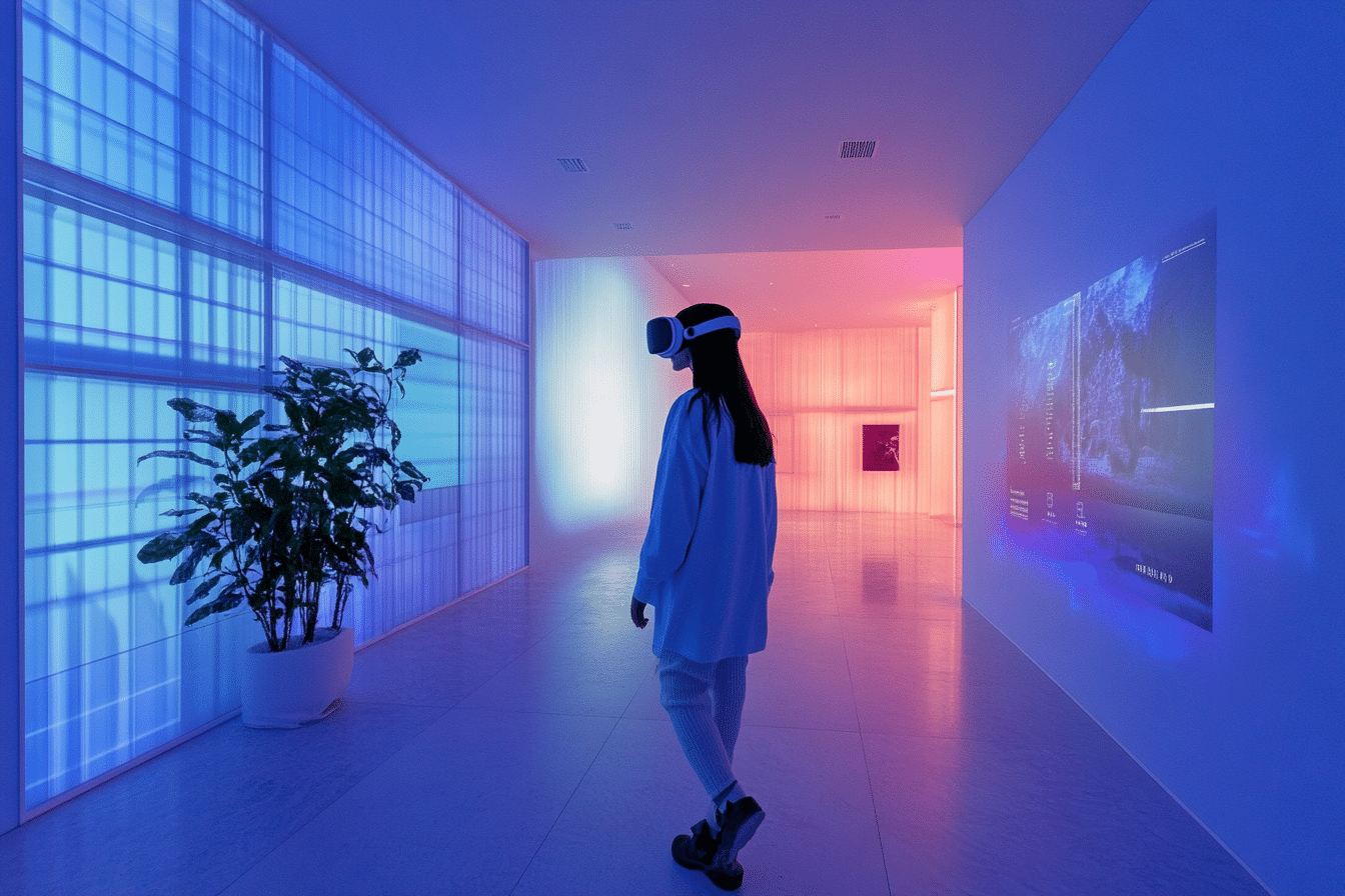 Intégrer l'IA Gemini dans une application Android XR femme circulant avec un casque VR