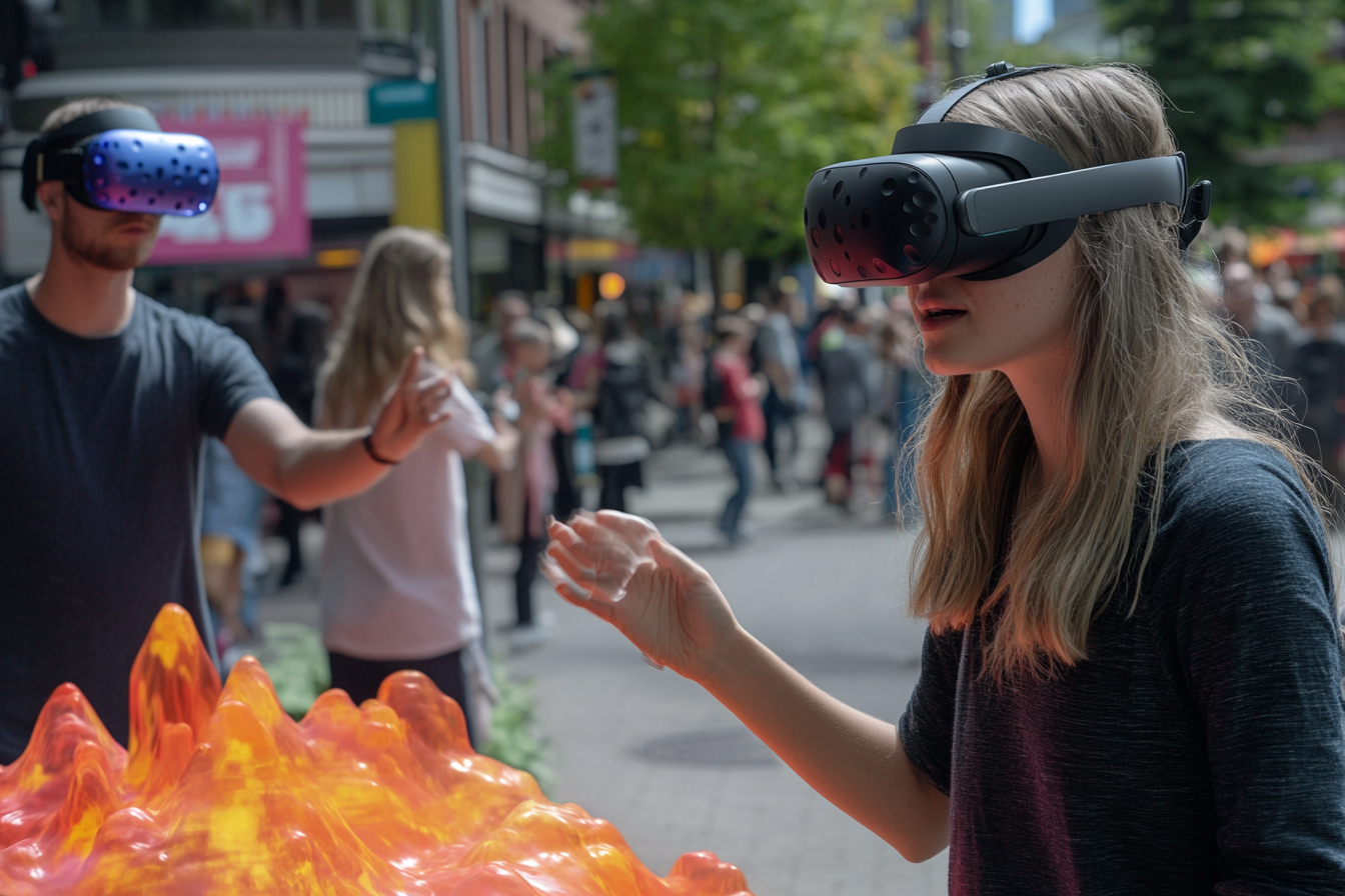 DreamPark personnes avec casque VR dans la rue