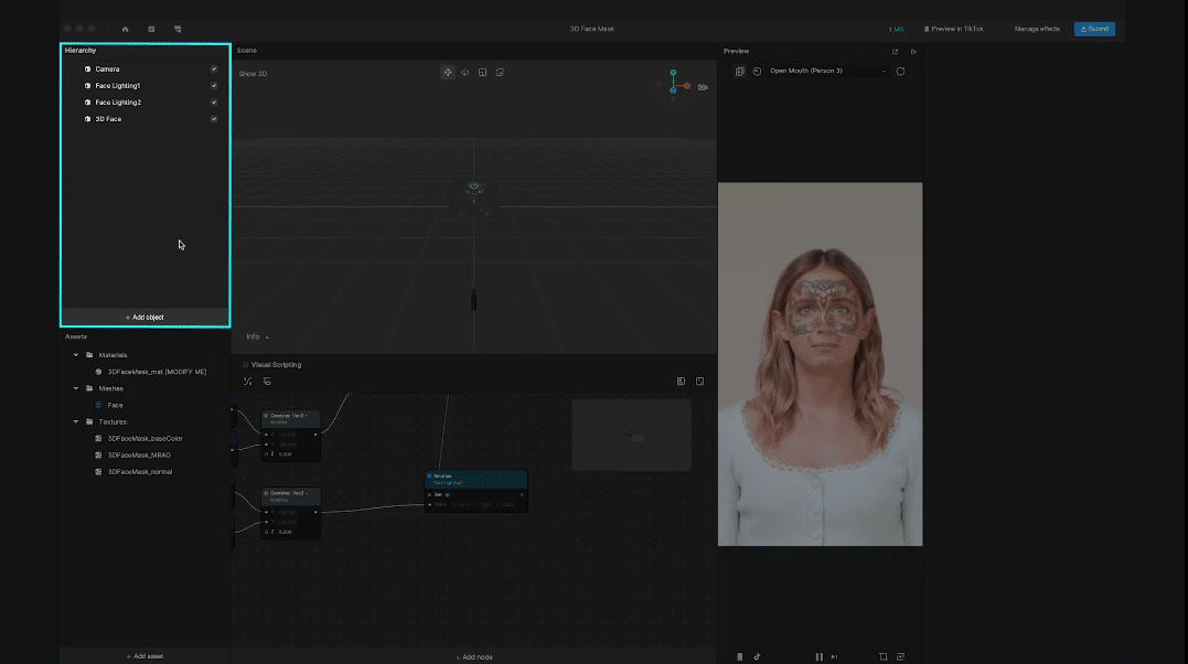 Filtre AR TikTok page création filtre