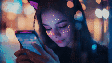 Lens studio femme avec son smartphone