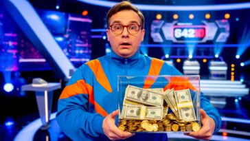 Homme en lunettes tenant un boîte remplie d'argent