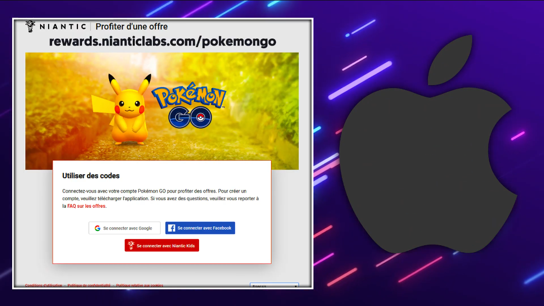 Codes Pokémon Go interface site