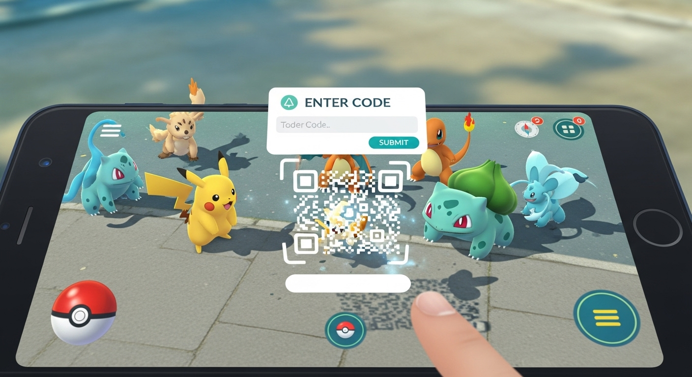 Smartphone avec Pokémon sur l'écran et notification code