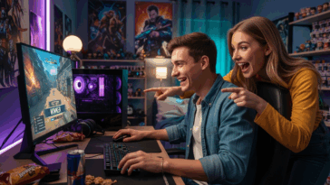 Gamer en train de jouer devant son PC