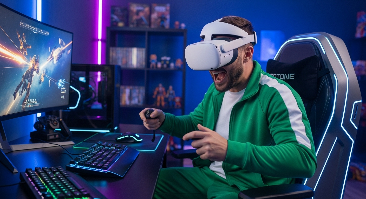 homme en casque VR gamer