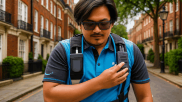Un livreur Amazon utilise des lunettes connectées