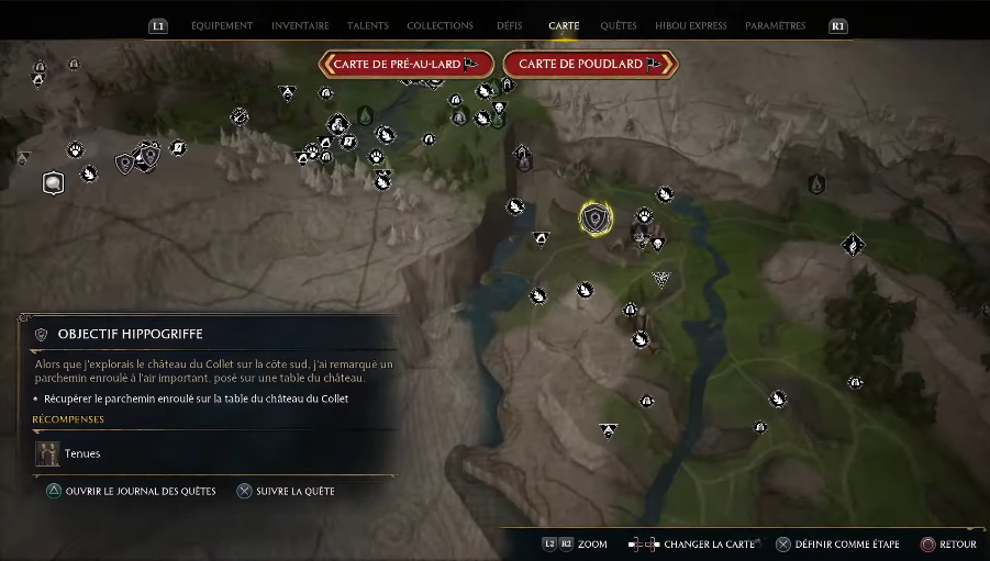 Carte Hogwarts Legacy Objectif hippogriffe